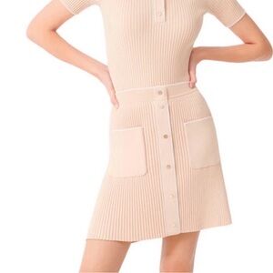 Maje Cream A-Line Skirt with Button Detail (Medium - 36)